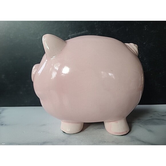 Vintage Pink Ceramic Piggy Bank, READ Description - Picture 2 of 10